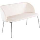 Fran Bench in Chrome & Cream Velvet